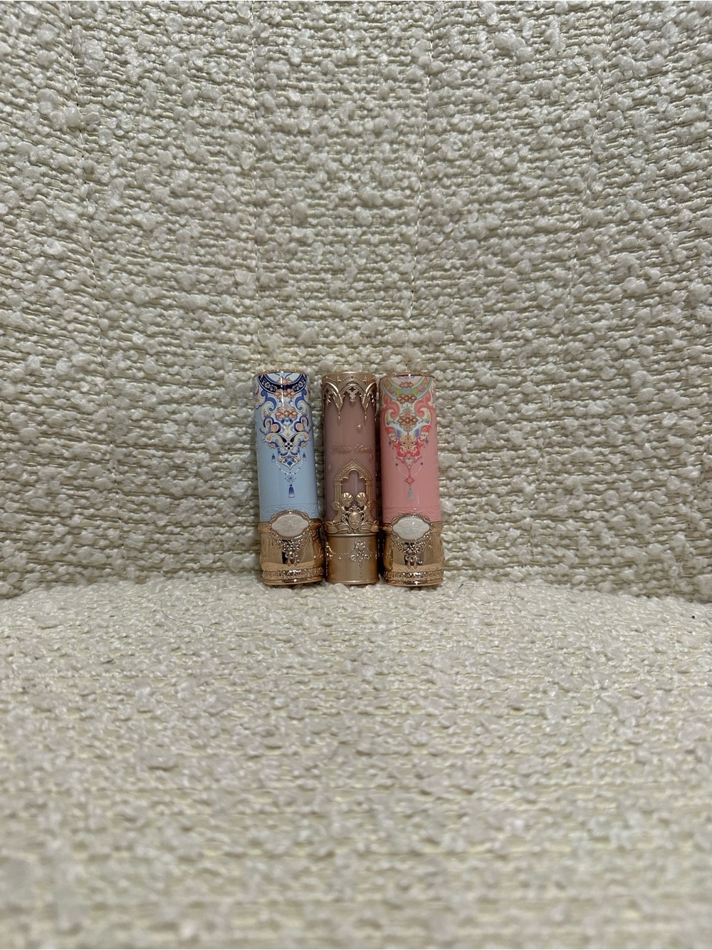 Decorative Pastel Vanity Accent Trio — Blue, Nude, and Pink